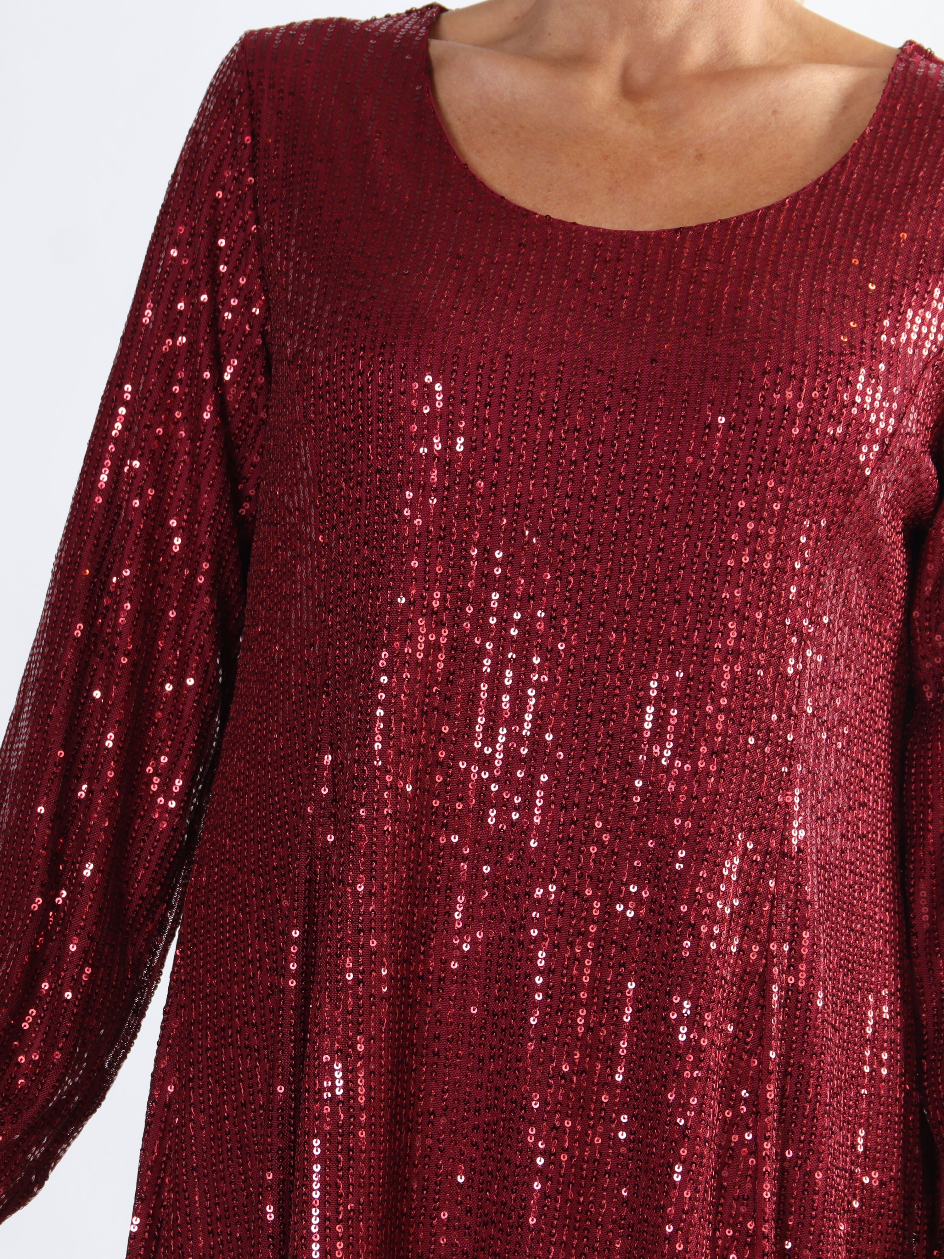 Maj Glitter L/S - Sød plus size paillet kjole der går ud i A facon